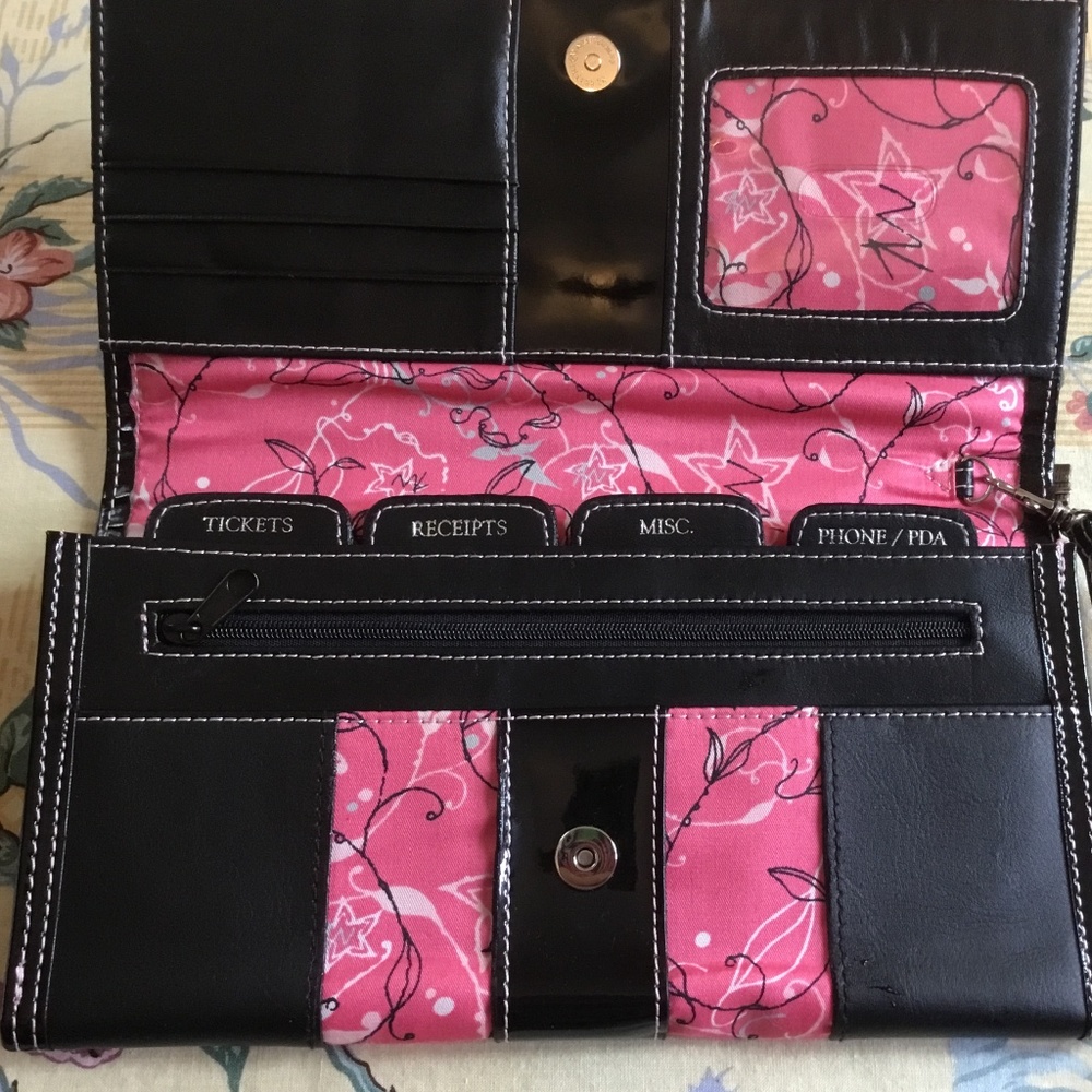 Wallet w organizer/cash tabs Mary Kay black pink